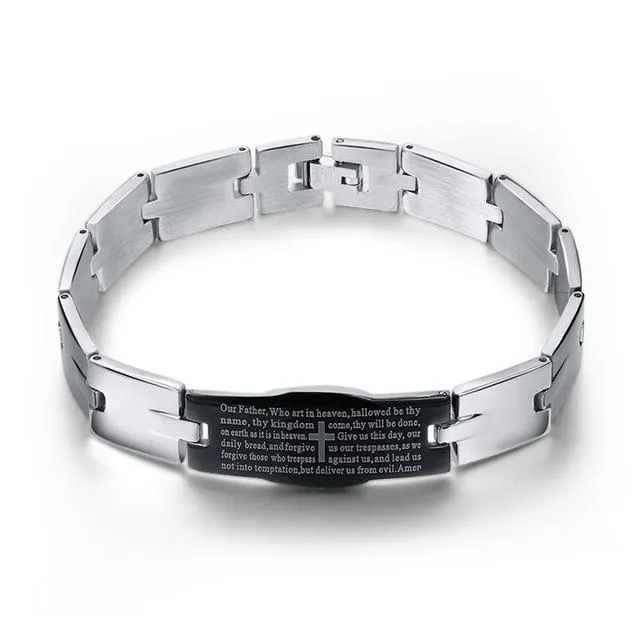 Silver Cristo Bangle Bracelet