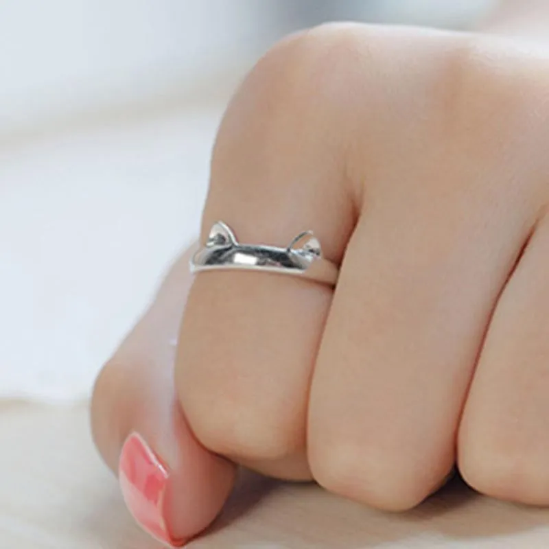 Silver Plated Cat Ear Ring Jewellery