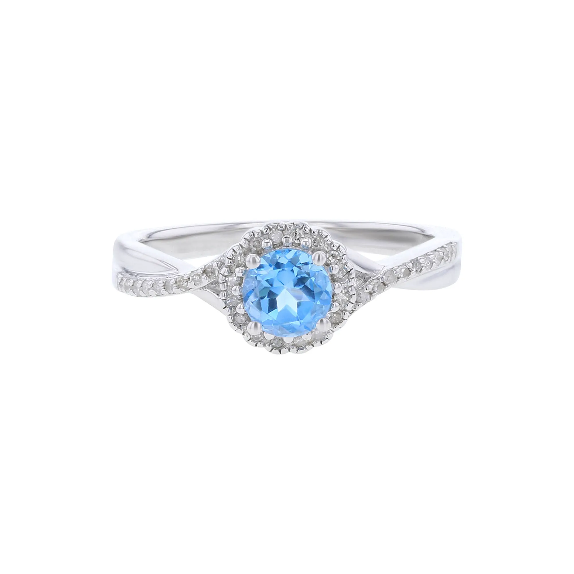 Silver Sweet Treat Blue Topaz & Diamond Ring