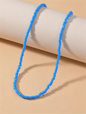 Simple Blue Beaded Necklace for Women Girls Accessories Jewelry Gifts Gift for