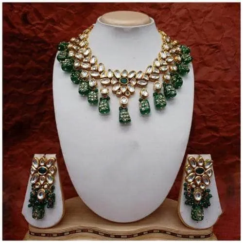 Simple Kundan Tumble Necklace And Earring Set