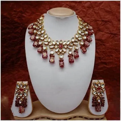 Simple Kundan Tumble Necklace And Earring Set