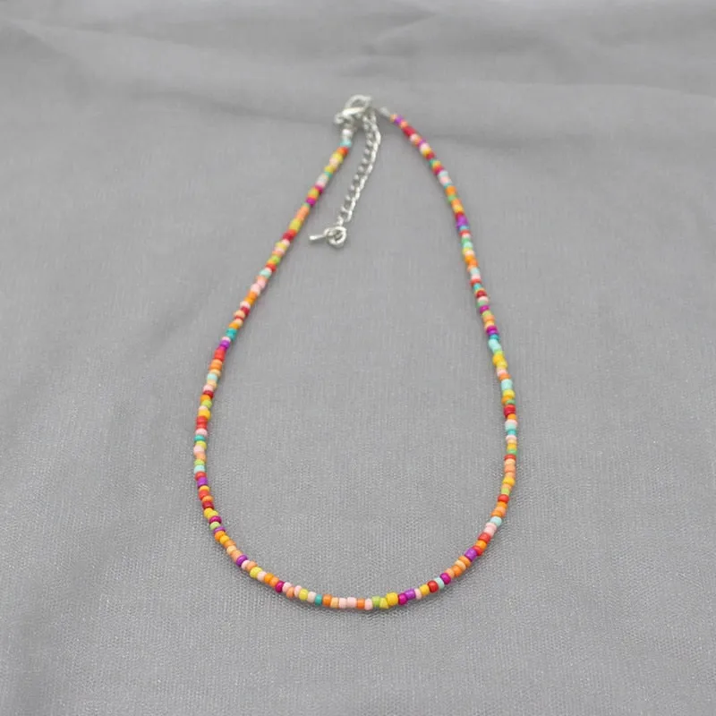 Simple Seed Beads Strand Choker Necklace Women String  Collar Charm Colorful Handmade Bohemia Collier Femme Jewelry Gift