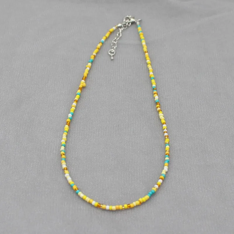 Simple Seed Beads Strand Choker Necklace Women String  Collar Charm Colorful Handmade Bohemia Collier Femme Jewelry Gift