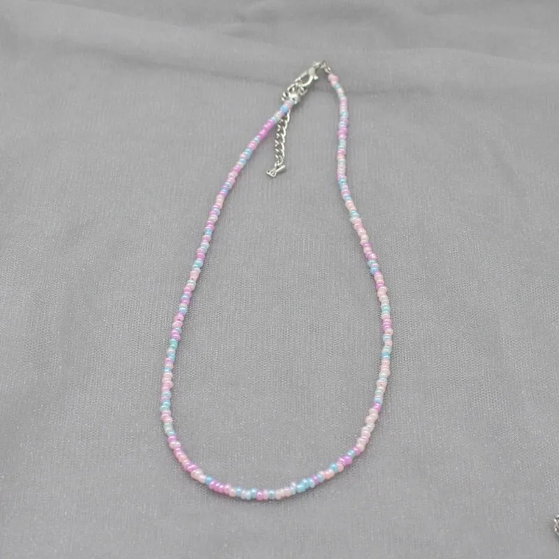 Simple Seed Beads Strand Choker Necklace Women String  Collar Charm Colorful Handmade Bohemia Collier Femme Jewelry Gift