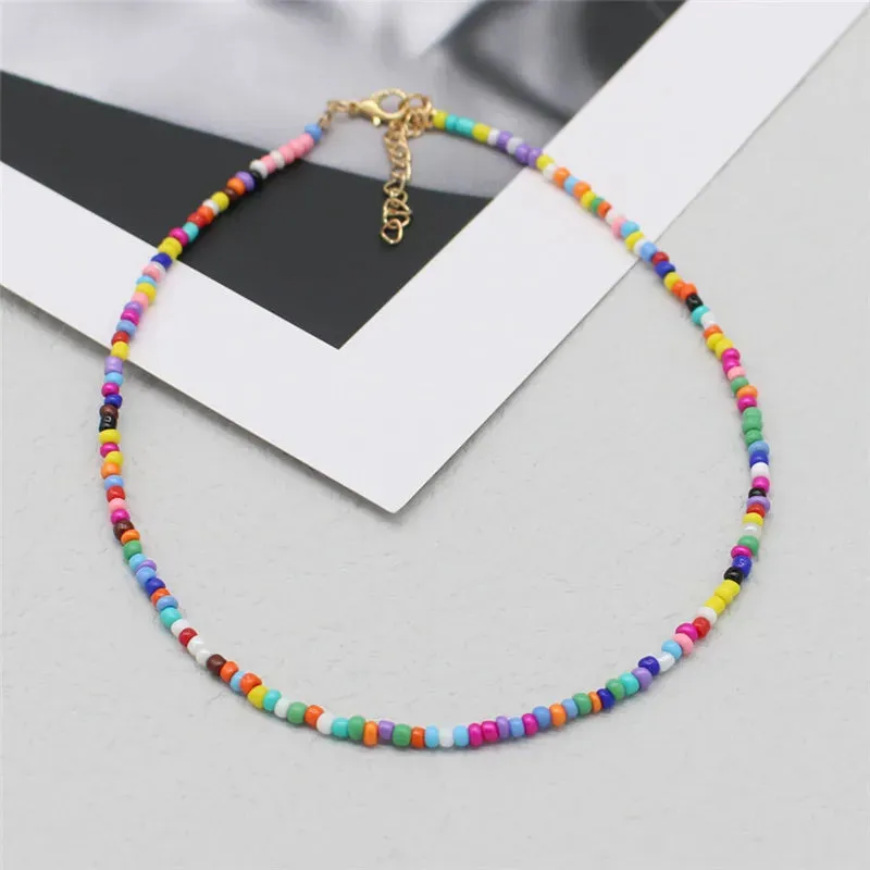 Simple Seed Beads Strand Choker Necklaces