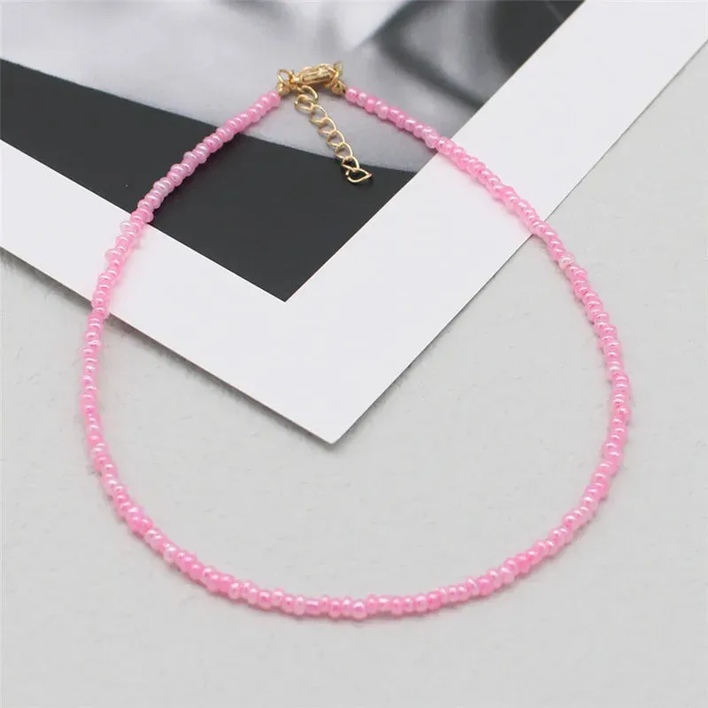 Simple Seed Beads Strand Choker Necklaces