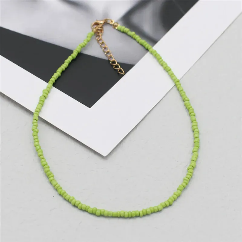 Simple Seed Beads Strand Choker Necklaces