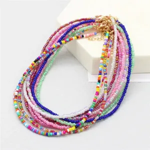 Simple Seed Beads Strand Choker Necklaces