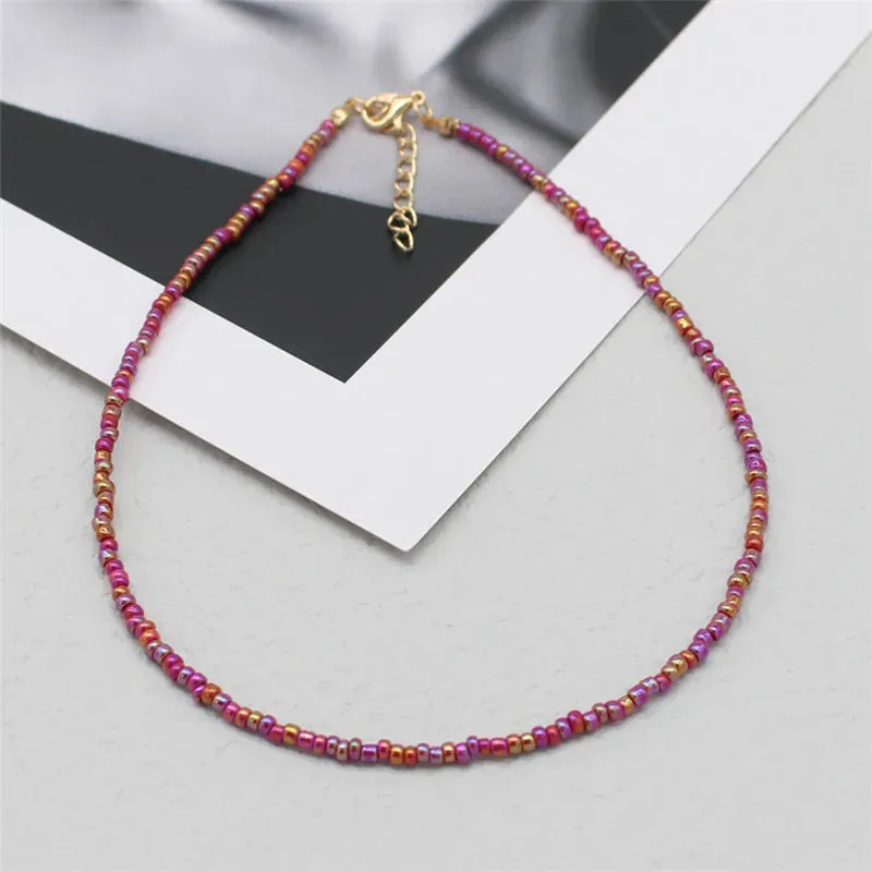 Simple Seed Beads Strand Choker Necklaces