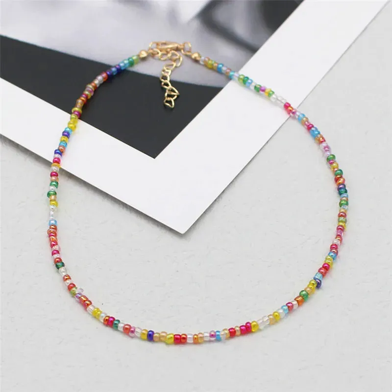 Simple Seed Beads Strand Choker Necklaces