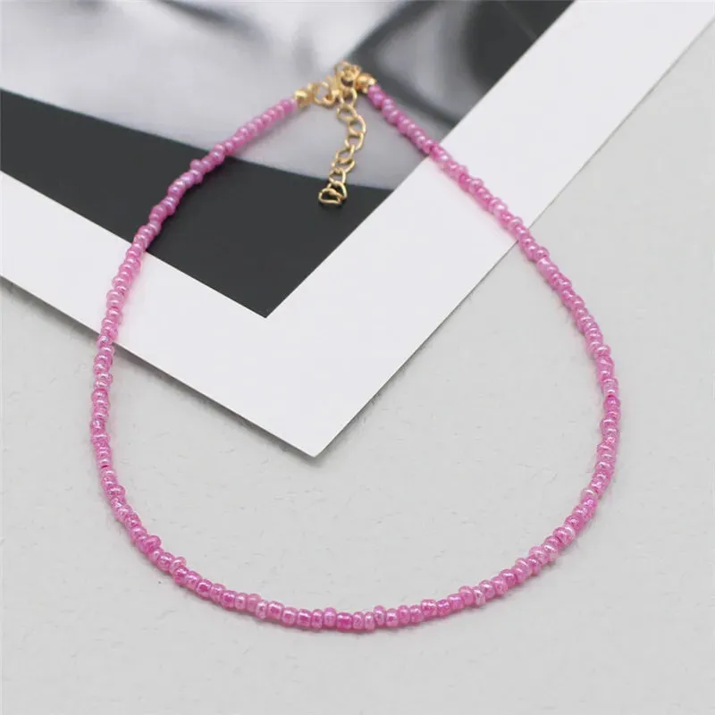 Simple Seed Beads Strand Choker Necklaces