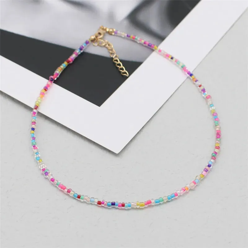 Simple Seed Beads Strand Choker Necklaces