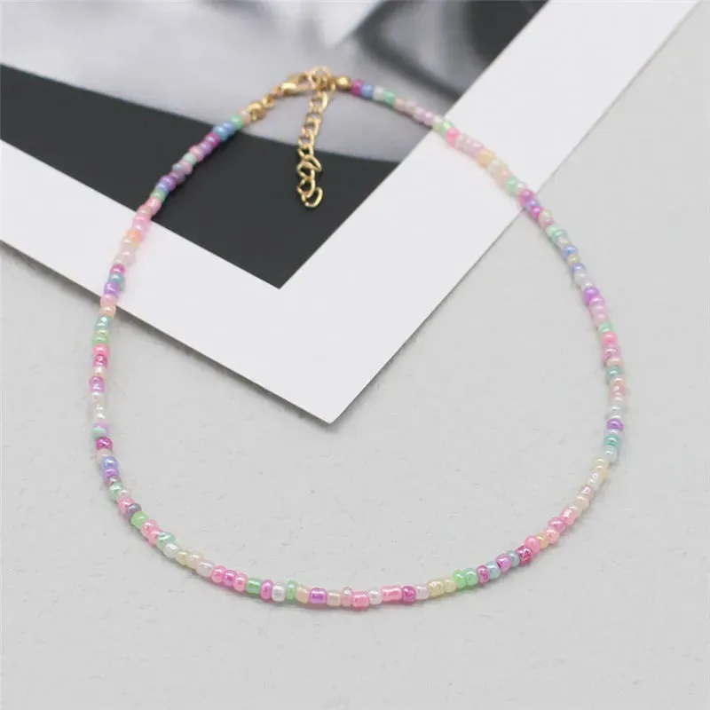 Simple Seed Beads Strand Choker Necklaces