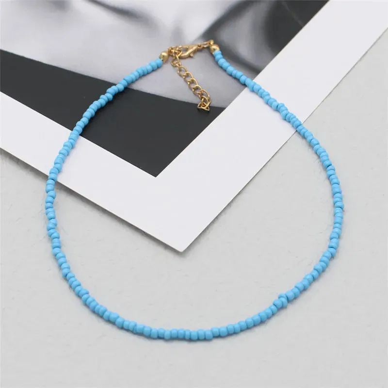 Simple Seed Beads Strand Choker Necklaces