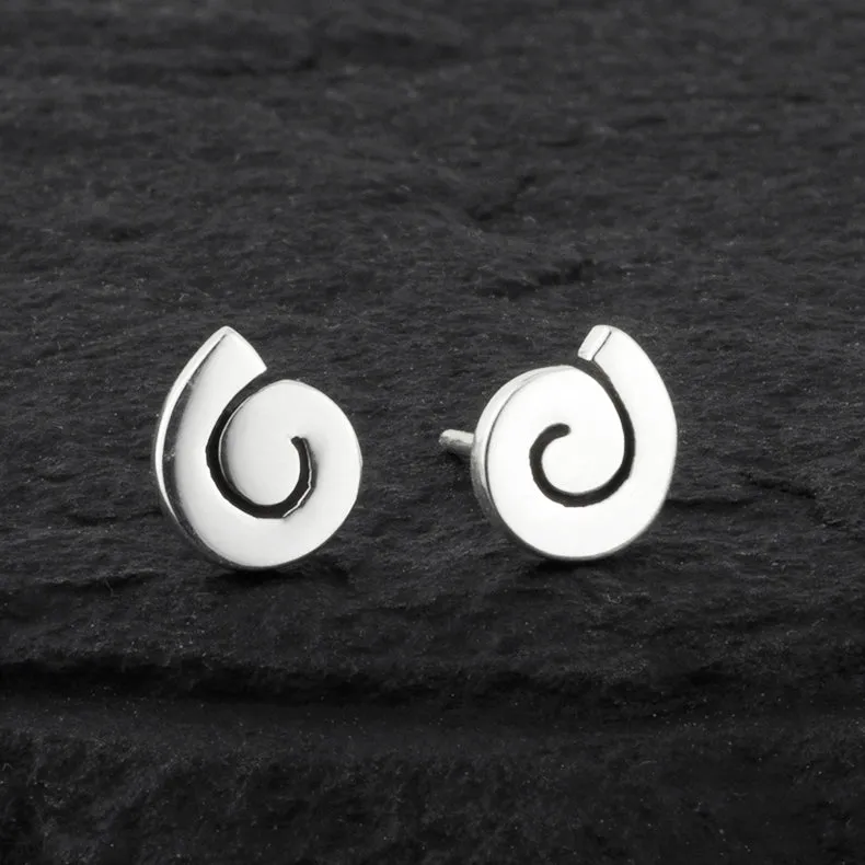 Small Sterling Silver Spiral Stud Earrings