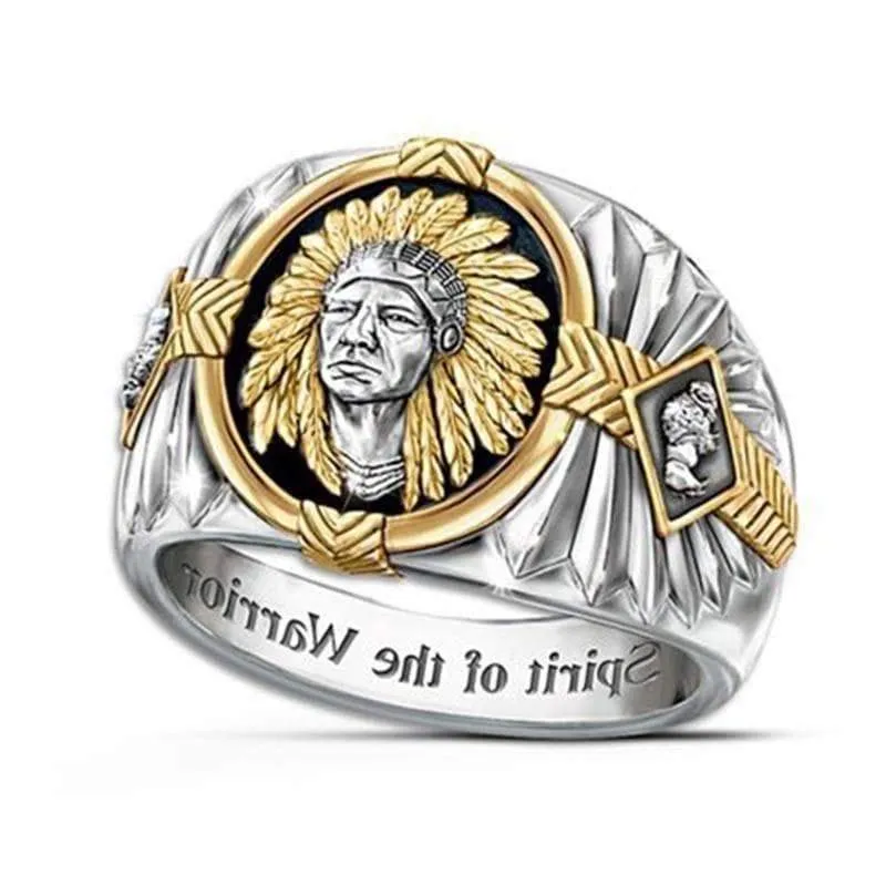 Spirit of the Warrior Two-Tone Indian Chief Signet Ring