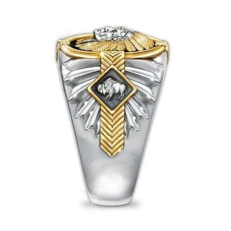 Spirit of the Warrior Two-Tone Indian Chief Signet Ring