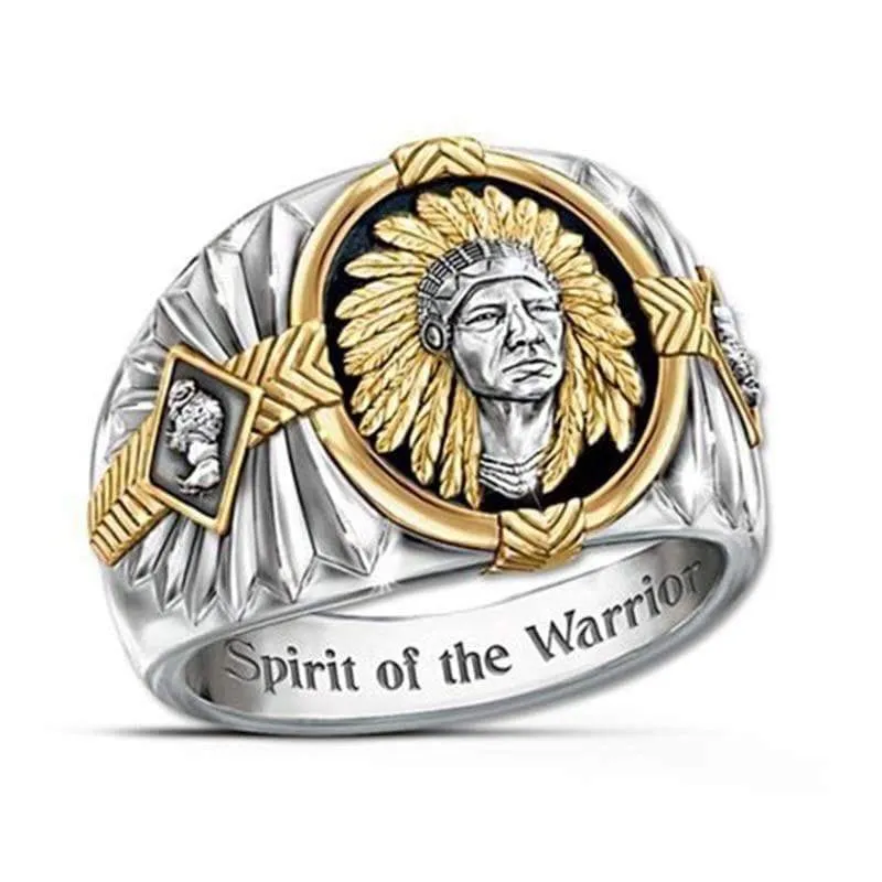 Spirit of the Warrior Two-Tone Indian Chief Signet Ring