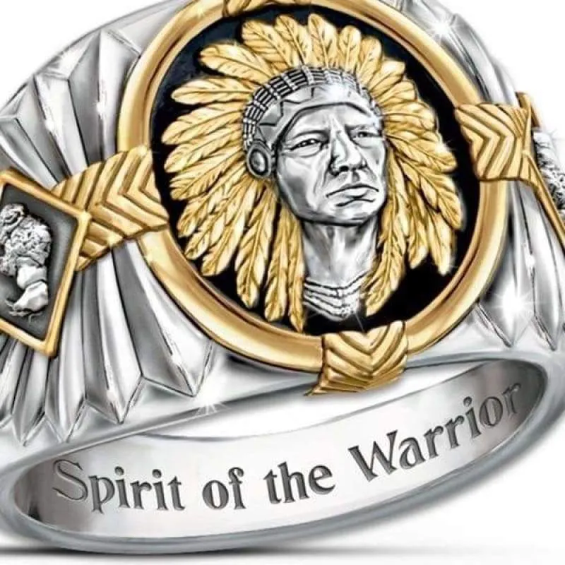 Spirit of the Warrior Two-Tone Indian Chief Signet Ring