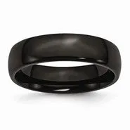 Stainless Steel Black IP-plated Polished 6mm Wedding Band Ring