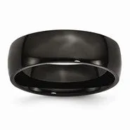 Stainless Steel Black IP-plated Polished 7mm Wedding Band Ring