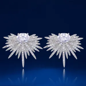 Starburst Luxury Created White Sapphire Wedding Stud Earrings