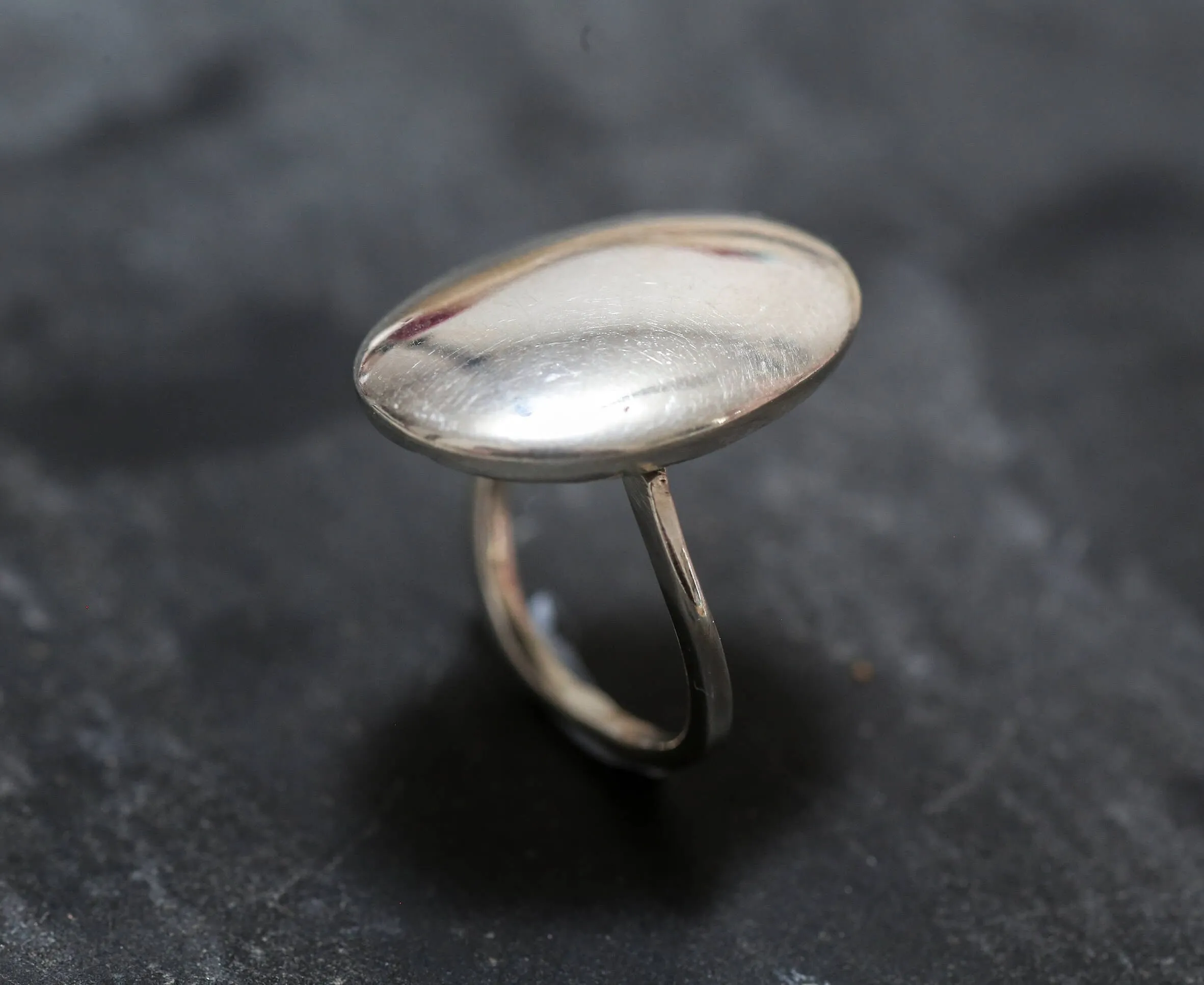 Statement Oval Ring - Large Silver Ring - Minimalist Oval Ring