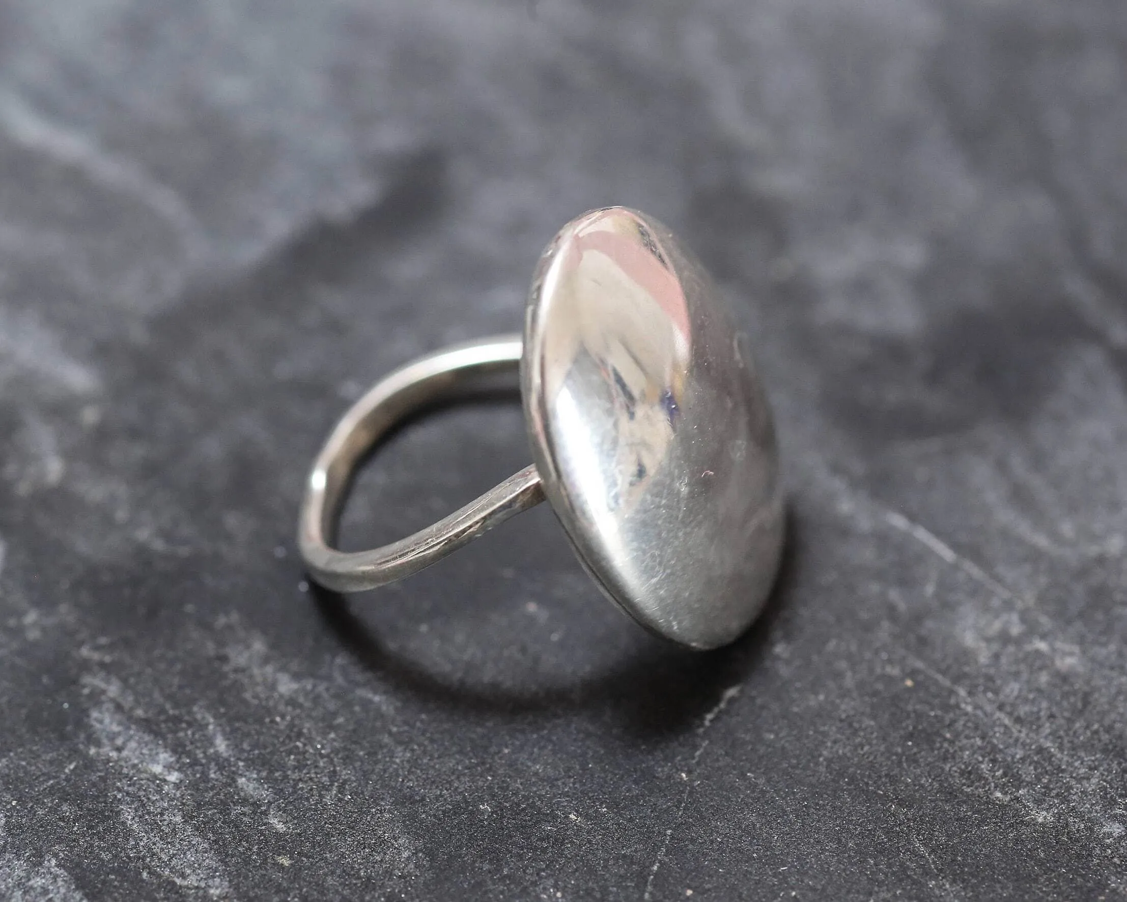 Statement Oval Ring - Large Silver Ring - Minimalist Oval Ring