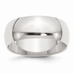 Sterling Silver 8mm Half-Round Wedding Band Ring