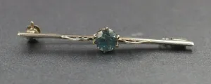 Sterling Silver Blue Zircon Bar Brooch