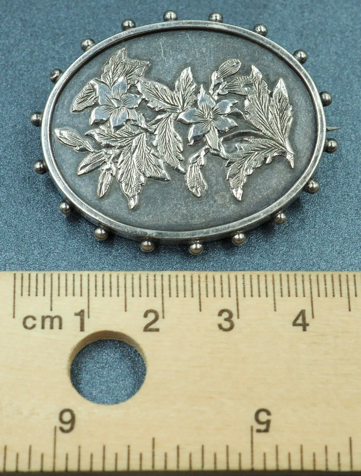 Sterling Silver Flower & Leaf Brooch