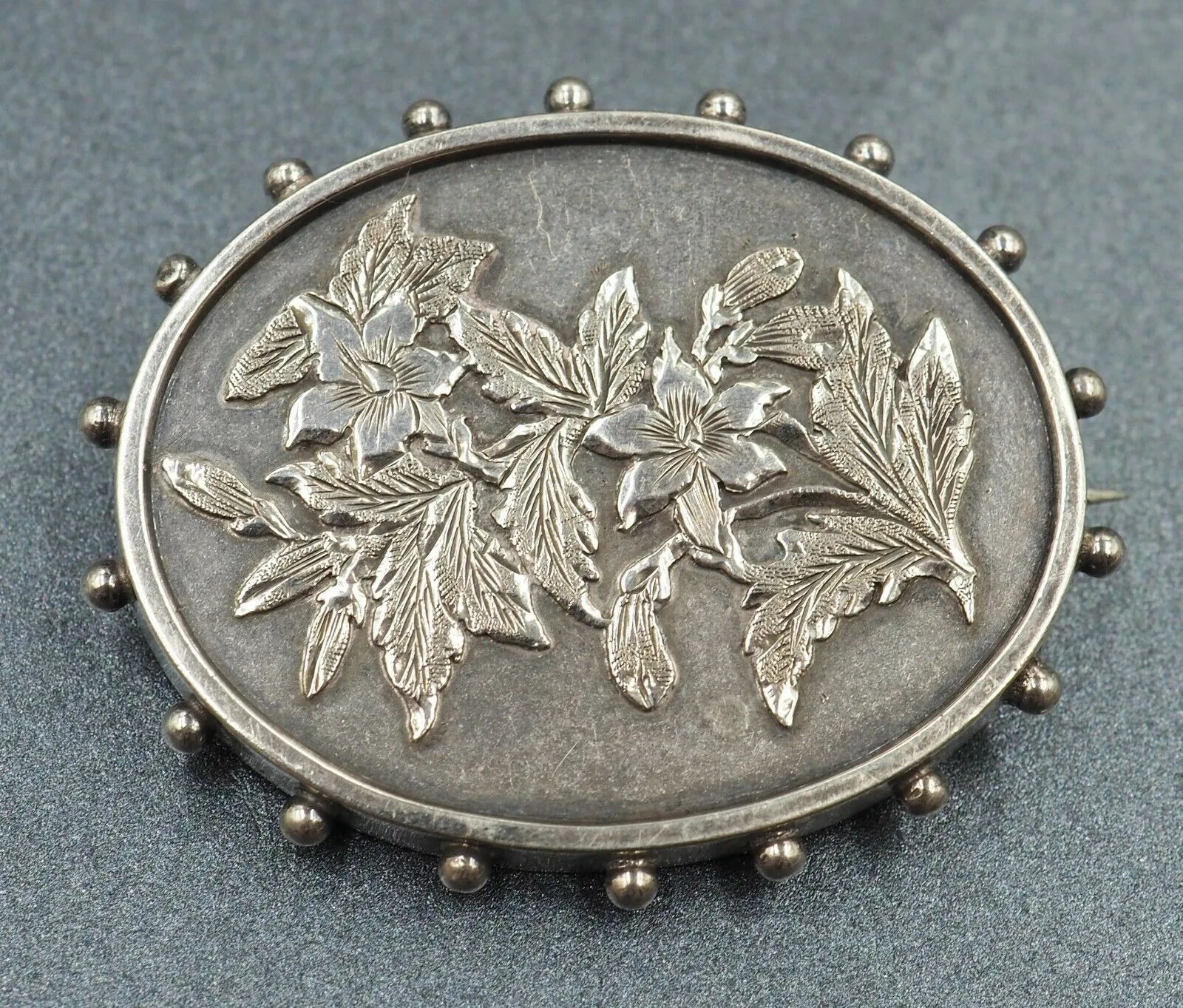 Sterling Silver Flower & Leaf Brooch