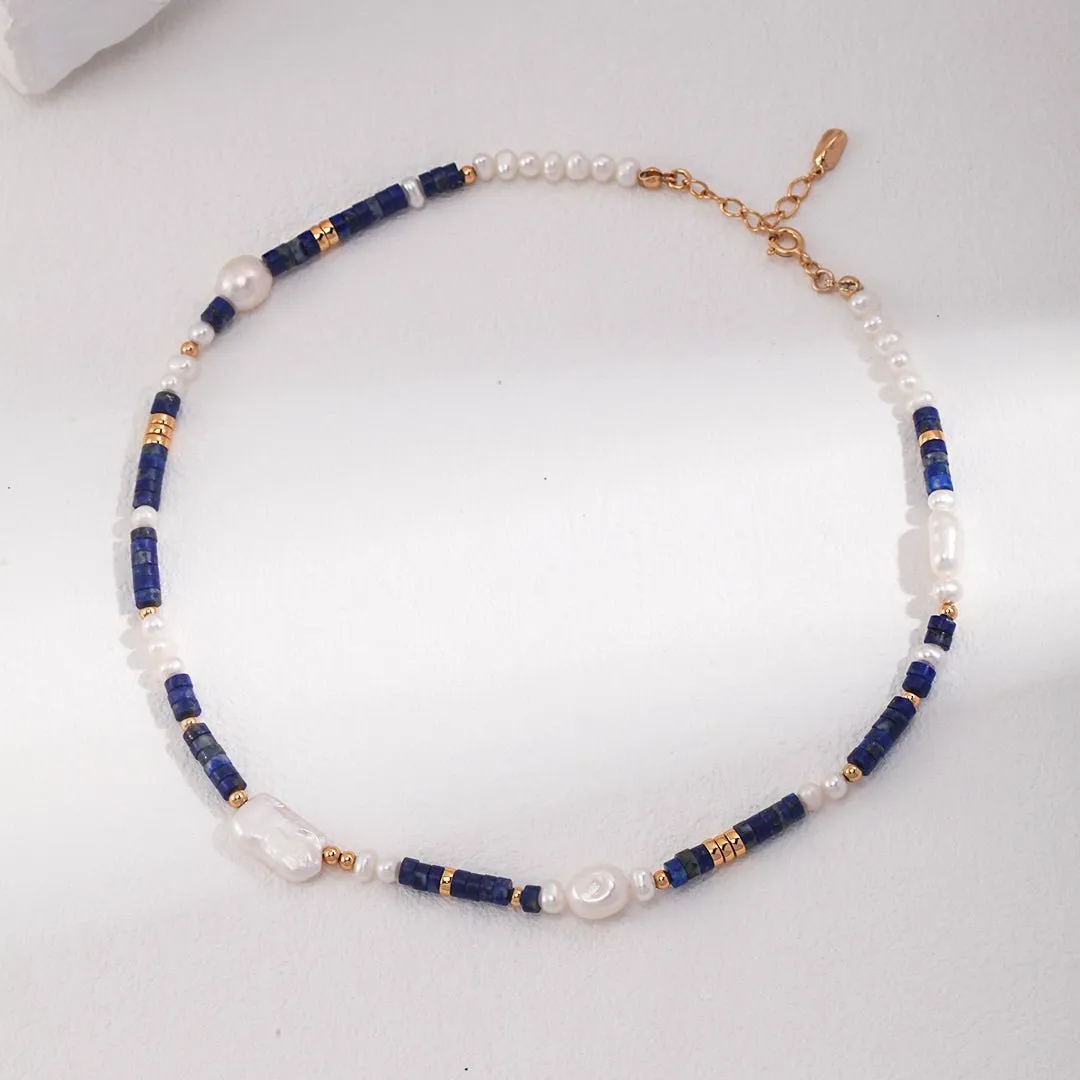 Sterling Silver Lapis Lazuli Pearl Necklaces