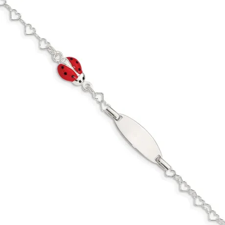 Sterling Silver Polished Lady Bug Baby Engraveable ID Bracelet