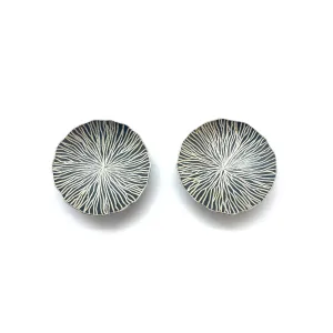 Striated Silver Dome Clip-Ons