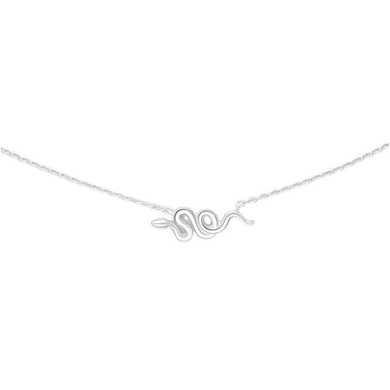 Tiny Snake Necklace Plain Luxury Sterling Silver 925 Minimalist Dainty Choker KESLEY