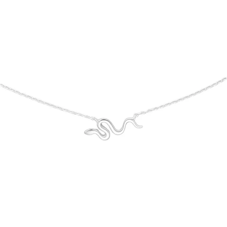 Tiny Snake Necklace Plain Luxury Sterling Silver 925 Minimalist Dainty Choker KESLEY