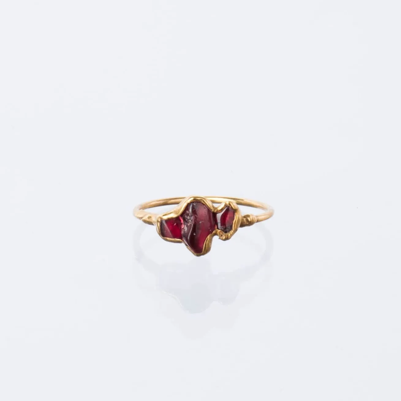 Triple Raw Garnet Ring, , Gold Ring, Garnet