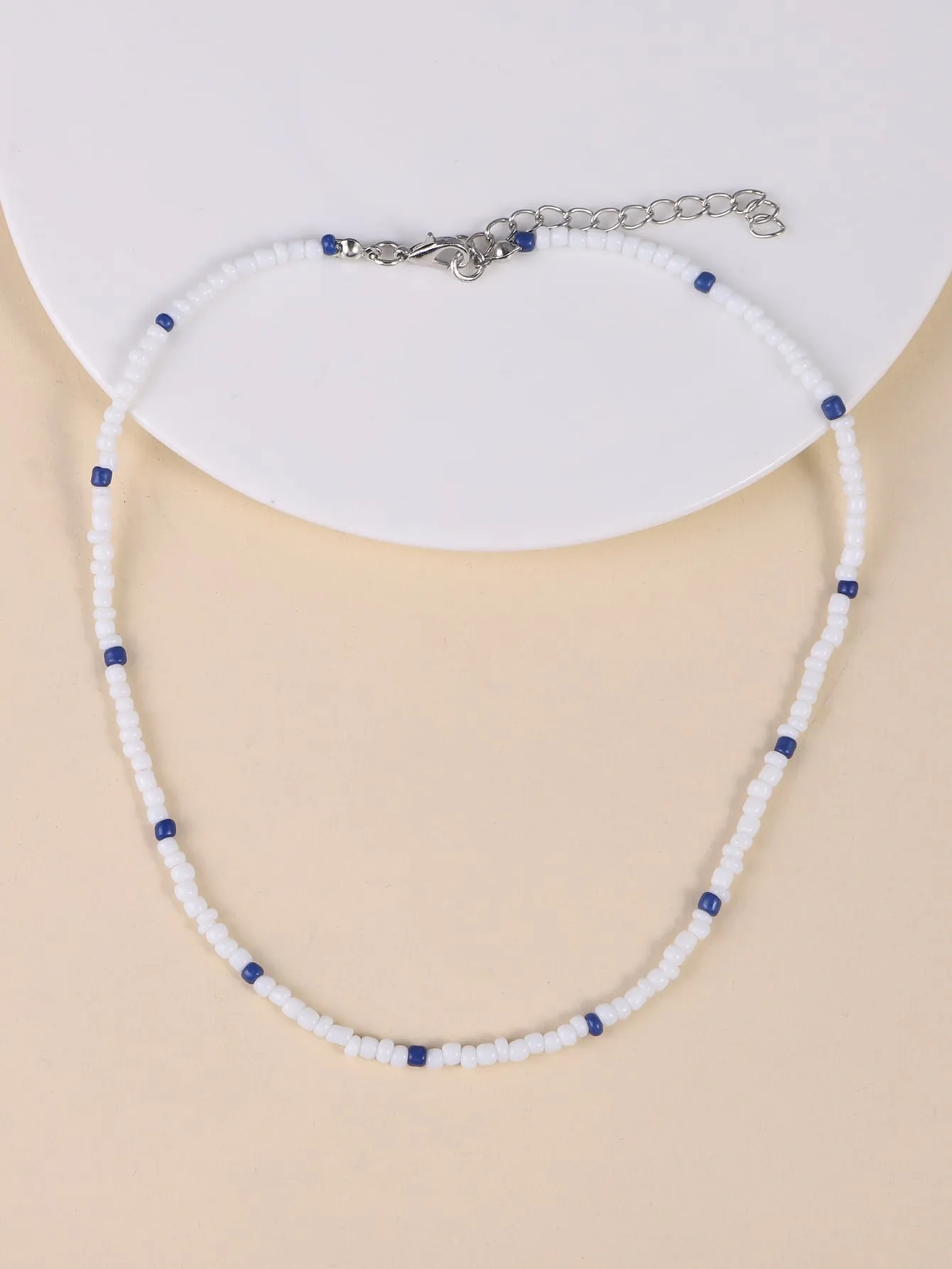 Two Tone Blue and White Beaded Necklace for Women Girls Accessories Jewelry