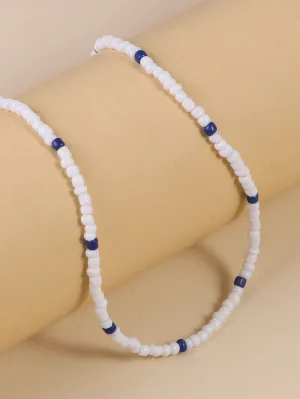 Two Tone Blue and White Beaded Necklace for Women Girls Accessories Jewelry