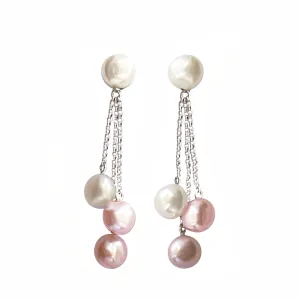 Vintage 18Kt White Gold Earrings with Baroque Pearls