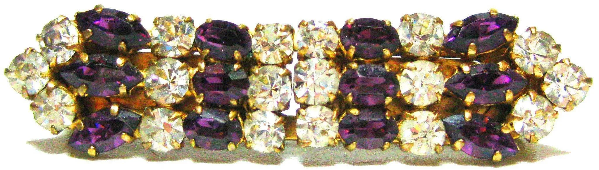 Vintage 1950s Diamante Purple Duet Clip Brooch