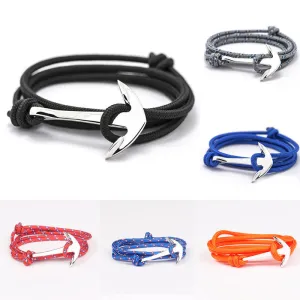 Vintage Jewelry Silver Alloy Anchor Bracelet Men Leather Risers Bracelet for Women&Men friendship bracelets