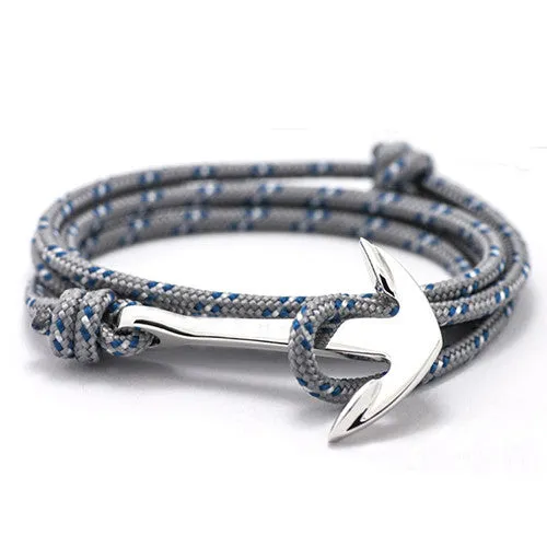 Vintage Jewelry Silver Alloy Anchor Bracelet Men Leather Risers Bracelet for Women&Men friendship bracelets