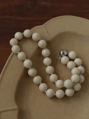 White Fossil Beaded Necklace