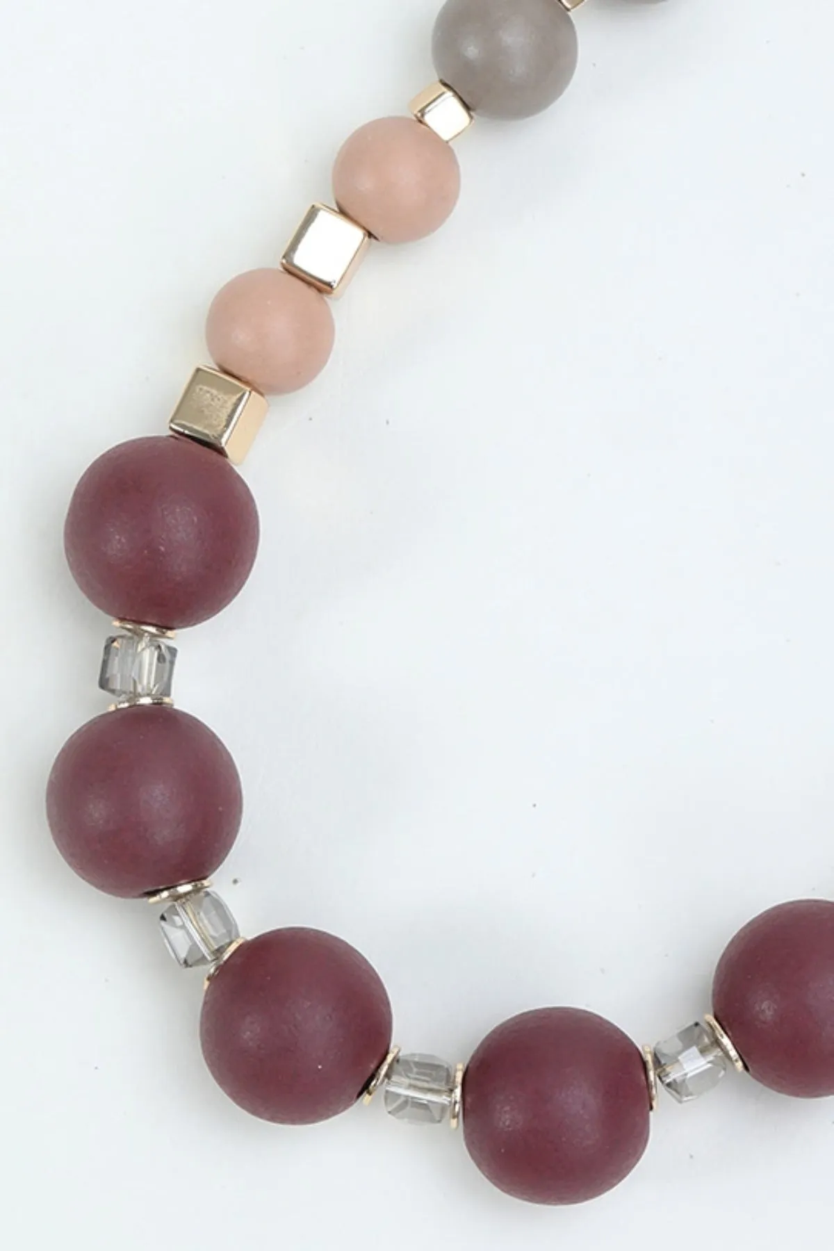 Wine Contrast Colour Beaded Necklace