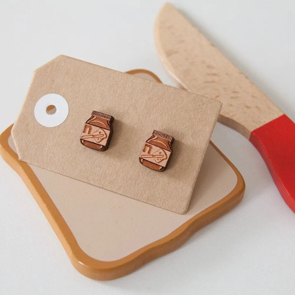 Wood With Words: Wooden Stud Earrings Chocolate Spread