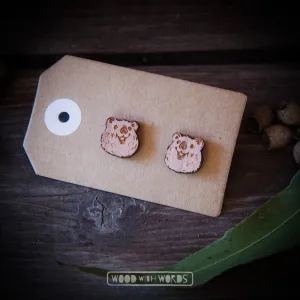 Wood With Words: Wooden Stud Earrings Quokka