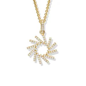 Zellije Large Necklace Pendant 18ct Yellow Gold - Diamond & Diamond Pavé